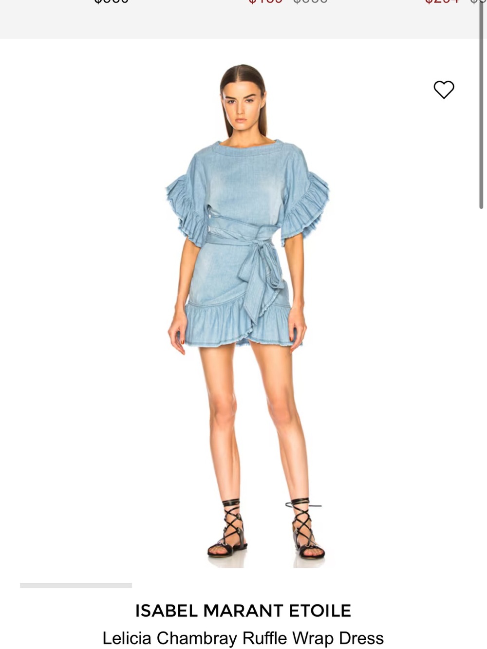 Isabel Marant Light Blue Chambray Ruffle Wrap Mini Dress